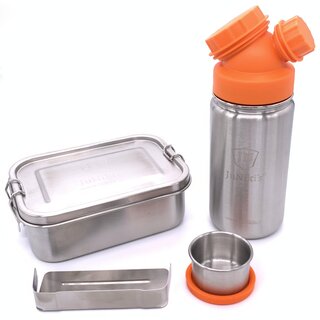 Einschulungs-Set: JuNiki&acute;s&reg; Lunchbox + Trinkflasche isoliert 420ml Orange