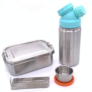 Einschulungs-Set: JuNiki&acute;s&reg; Lunchbox + Trinkflasche isoliert 420ml T&uuml;rkis
