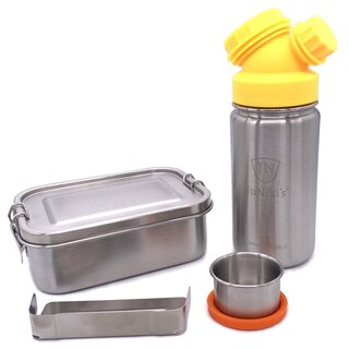 Einschulungs-Set: JuNiki&acute;s&reg; Lunchbox + Trinkflasche isoliert 420ml Gelb