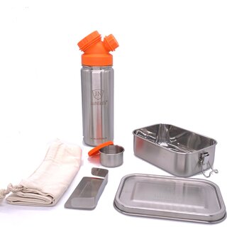 Back to School: Premium-Set with leak-proof lunchbox and 18oz drinking bottle orange