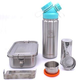 Fr&uuml;hlingsedition | JuNiki&acute;s&reg; Lunchbox/Trinkflasche 550ml/Teefilter t&uuml;rkis