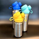 3er Set JuNiki&acute;s&reg;  eco line isolierte Edelstahl Trinkflasche 3 Gr&ouml;&szlig;en mit farbigen Deckeln Blau, T&uuml;rkis, Gelb