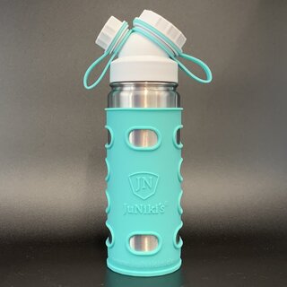 JuNiki&acute;s&reg; eco line isolierte Edelstahl Trinkflasche 550ml - weiss/t&uuml;rkis + H&uuml;lle