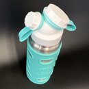 JuNiki&acute;s&reg; eco line isolierte Edelstahl Trinkflasche 550ml - weiss/t&uuml;rkis + H&uuml;lle