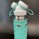 JuNiki&acute;s&reg; eco line isolierte Edelstahl Trinkflasche 550ml - weiss/t&uuml;rkis + H&uuml;lle