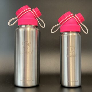 JuNiki&acute;s&reg; eco line insulated stainless steel flask 18oz/32oz with cap in Pink/White Set: 18oz + 32oz