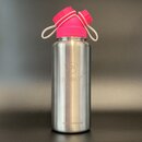 JuNiki&acute;s&reg; eco line insulated stainless steel flask 18oz/32oz with cap in Pink/White Set: 18oz + 32oz