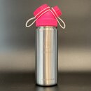 JuNiki&acute;s&reg; eco line insulated stainless steel flask 18oz/32oz with cap in Pink/White Set: 18oz + 32oz