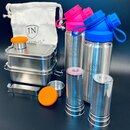 2er-Edelstahl-Spar-Set: Je 2 x JuNiki&acute;s&reg; Lunchbox + Trinkflasche isoliert 550ml + Teefilter