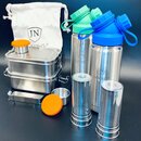 2er-Edelstahl-Spar-Set: Je 2 x JuNiki&acute;s&reg; Lunchbox + Trinkflasche isoliert 550ml + Teefilter