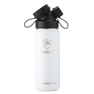 Exklusive JuNiki&acute;s Trinkflasche aus Edelstahl Vakuum-isoliert 550ml/18oz - wei&szlig;