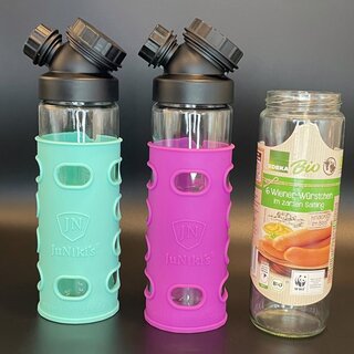 Set: 2 x JuNiki&acute;s W&uuml;rstchen&reg; cap + silicone sleeves in pink and turquoise