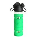 SET SINGLE WALL  GLASS FLASK + 2 SILICONE SLEEVES BLUE/GREEN