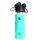 SET SINGLE WALL  GLASS FLASK + 2 SILICONE SLEEVES PURPLE/TURQUOISE