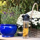 Set: JuNiki&acute;s Glasflasche doppelwandig mit Teefilter  320ml/11oz + Wollfilzh&uuml;lle gr&uuml;n