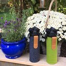 Set: JuNiki&acute;s Glasflasche doppelwandig mit Teefilter  320ml/11oz + Wollfilzh&uuml;lle gr&uuml;n