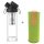Set: JuNiki&acute;s Glasflasche doppelwandig mit Teefilter  320ml/11oz + Wollfilzh&uuml;lle gr&uuml;n